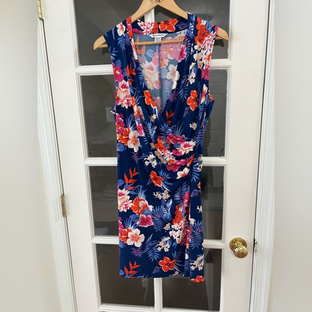 Tommy Bahama Navy Blue Floral Wrap Dress
